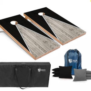 Corn Hole Game Rental black and brown colors.